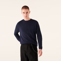 Pull à col rond et maille perlée - Navy