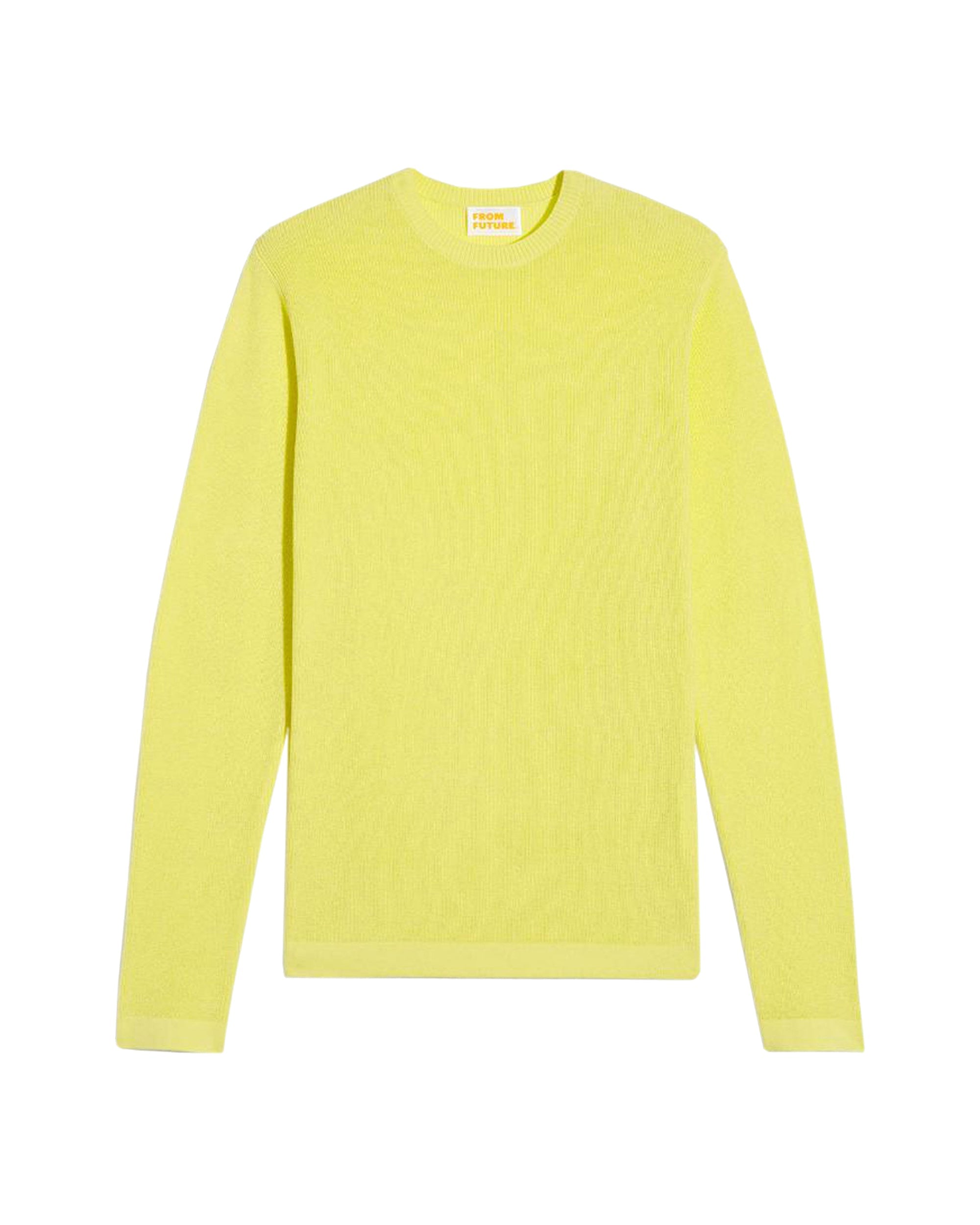 Pull à col rond et maille perlée - Light Yellow