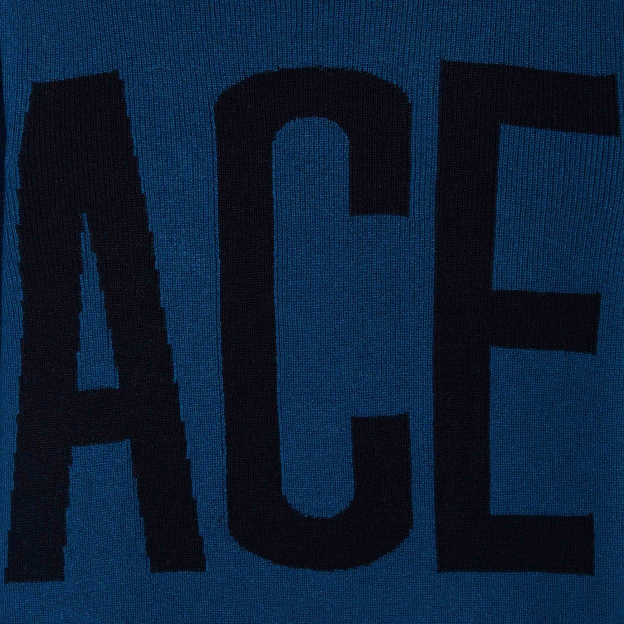 Pull à col rond maille perlée ace - Petrol Blue