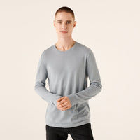 Pull à col rond en laine superfine - Cloud Blue