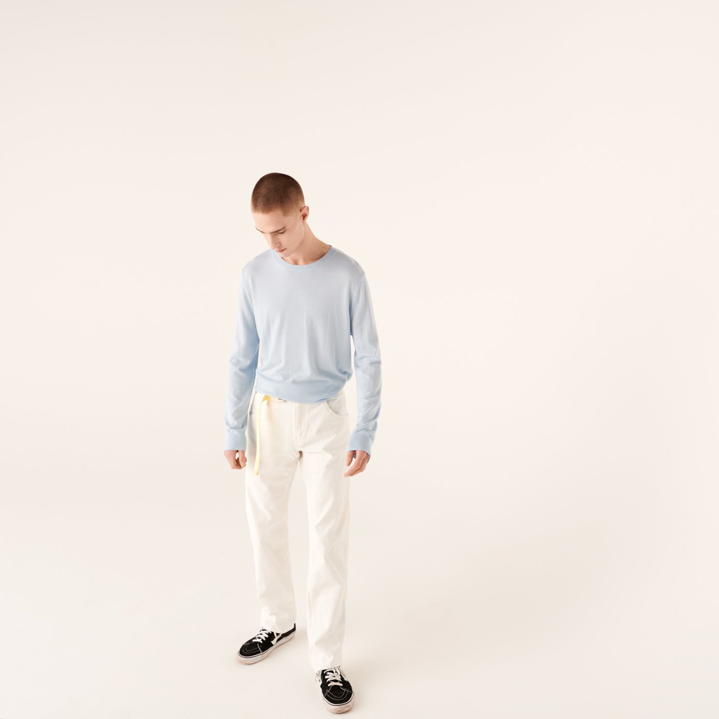 Pull à col rond en laine superfine - Pale Blue