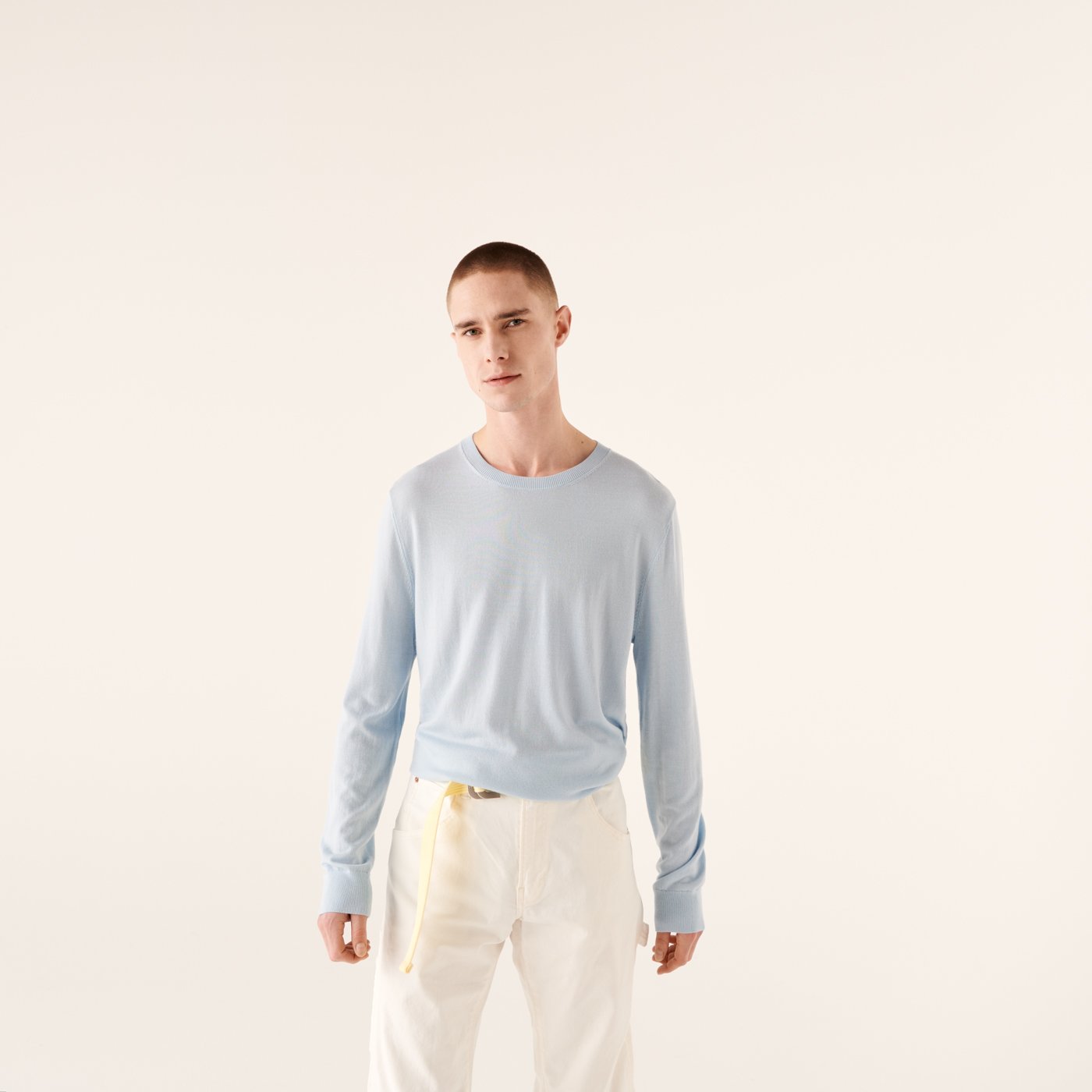 Pull à col rond en laine superfine - Pale Blue