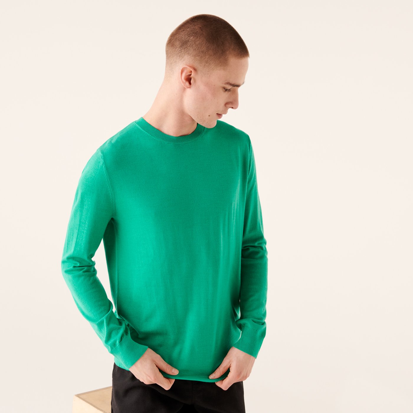 Pull à col rond en laine superfine - Mint