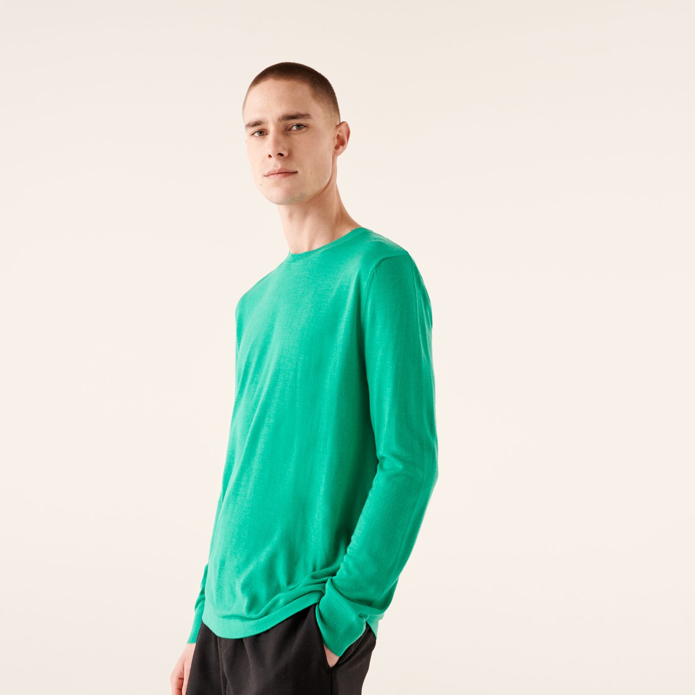 Pull à col rond en laine superfine - Mint