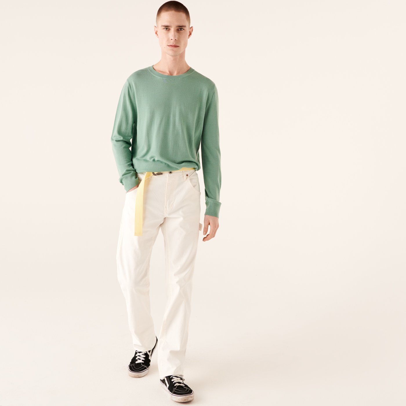 Pull à col rond en laine superfine - Frozen Green