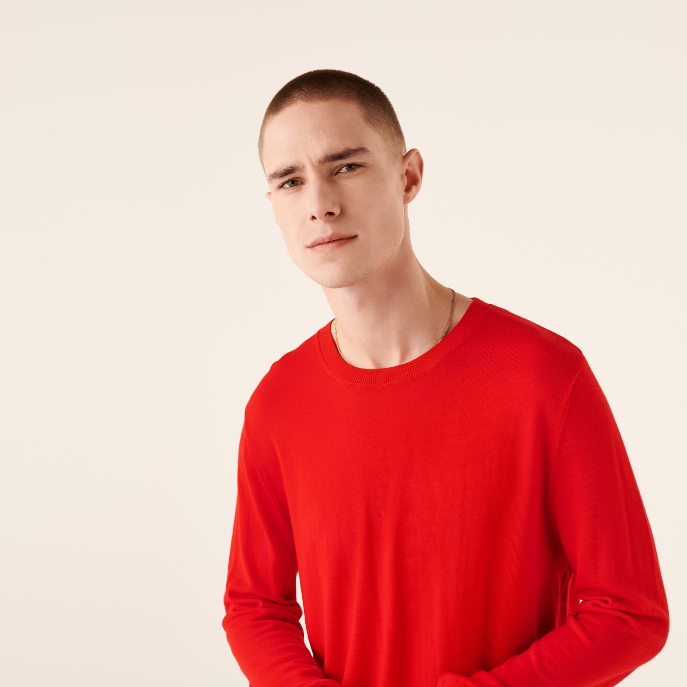 Pull à col rond en laine superfine - Summer Red