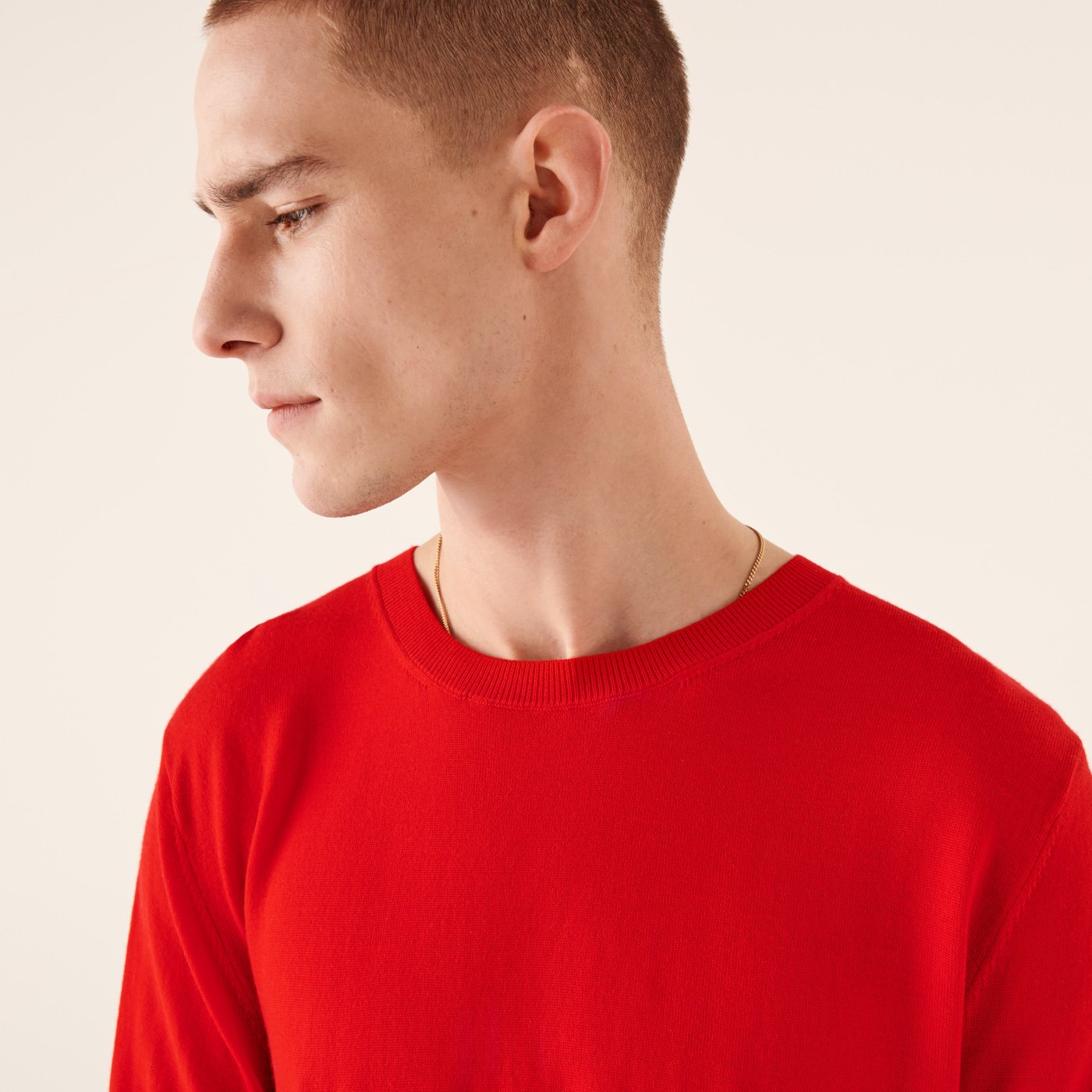 Pull à col rond en laine superfine - Summer Red