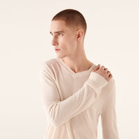 Pull à col V en laine superfine - Ecru