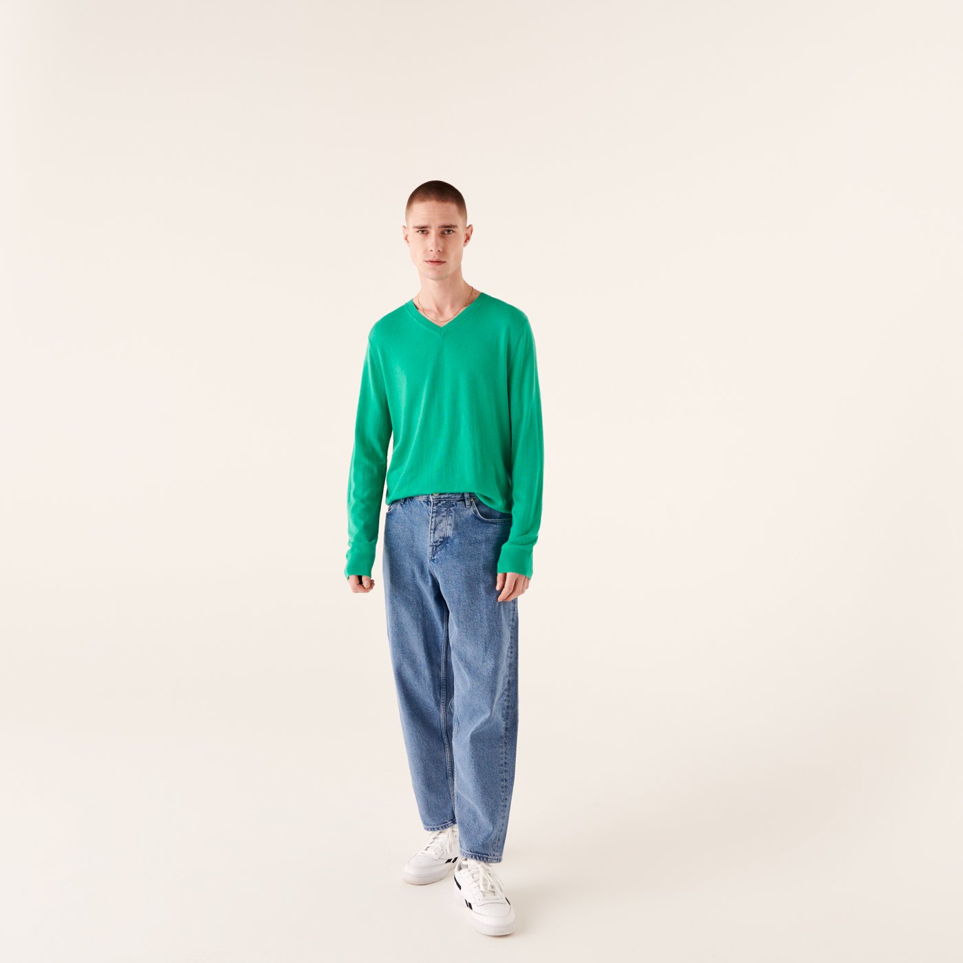 Pull à col V en laine superfine - Mint
