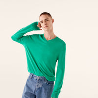 Pull à col V en laine superfine - Mint