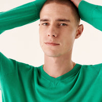 Pull à col V en laine superfine - Mint