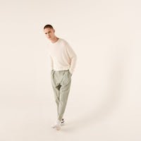 Pull à col rond et maille perlée - Ecru