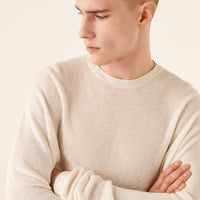 Pull à col rond et maille perlée - Ecru