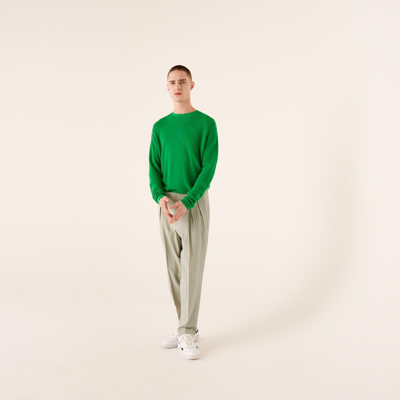 Pull à col rond et maille perlée - Summer Green