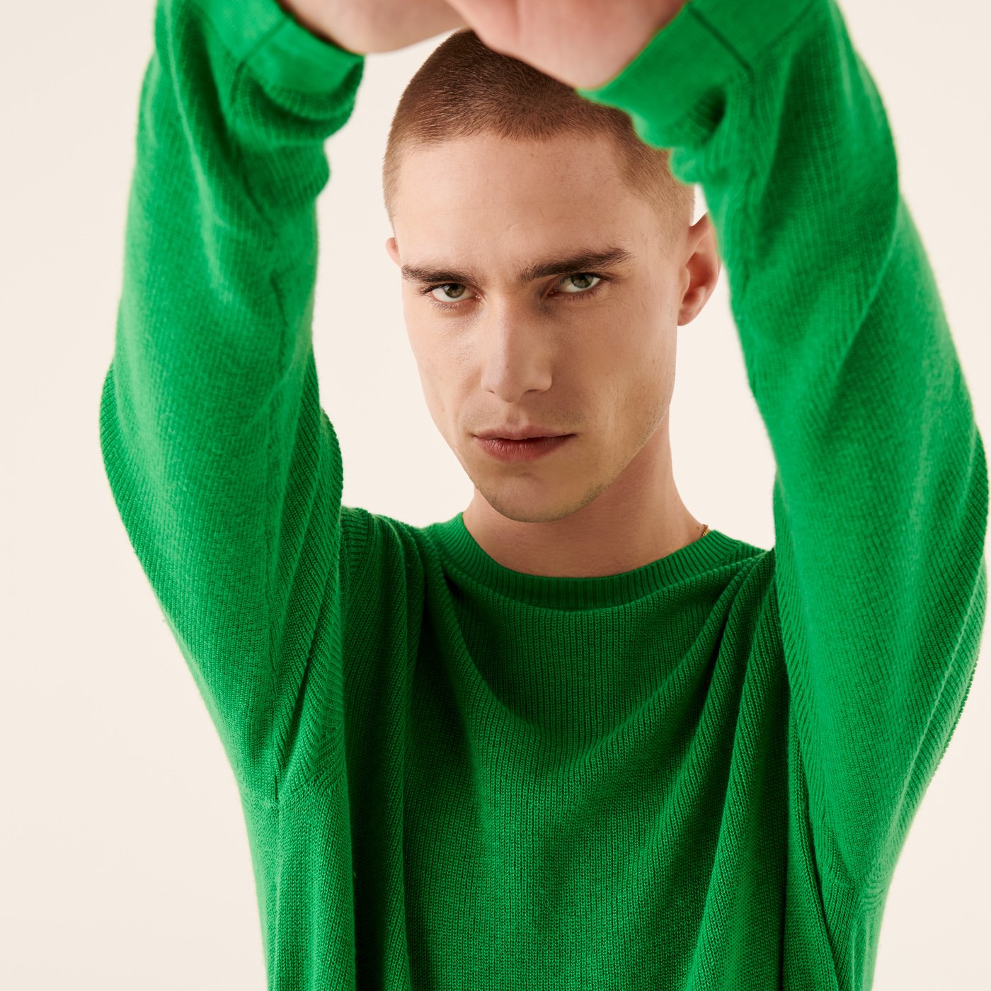 Pull à col rond et maille perlée - Summer Green