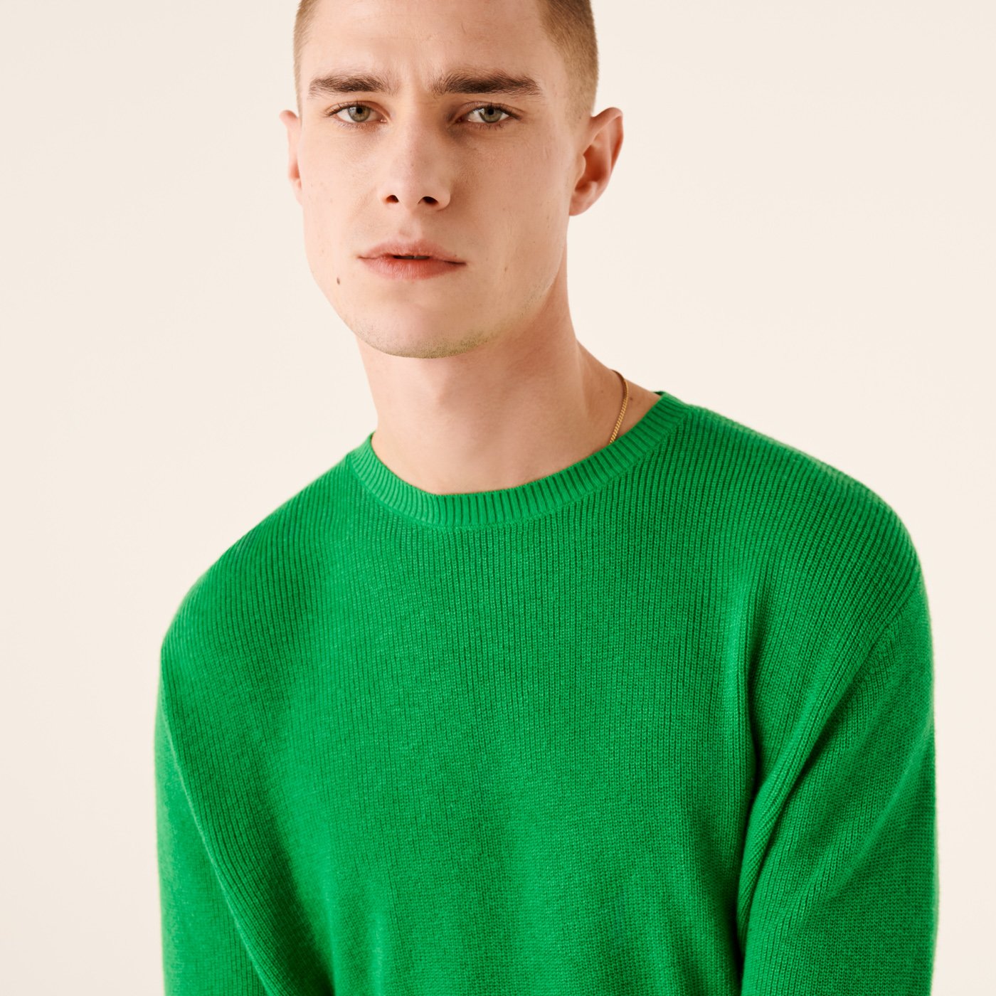 Pull à col rond et maille perlée - Summer Green