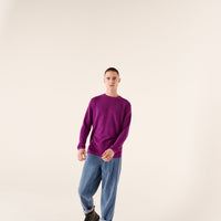 Pull à col rond et maille perlée - Purple