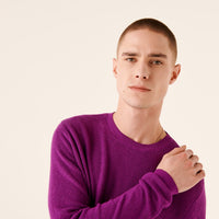 Pull à col rond et maille perlée - Purple