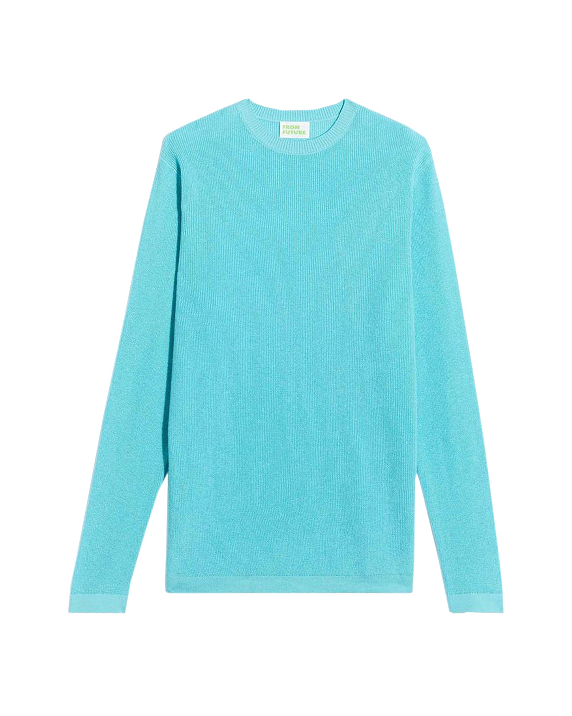 Pull à col rond et maille perlée - Light Turquoise