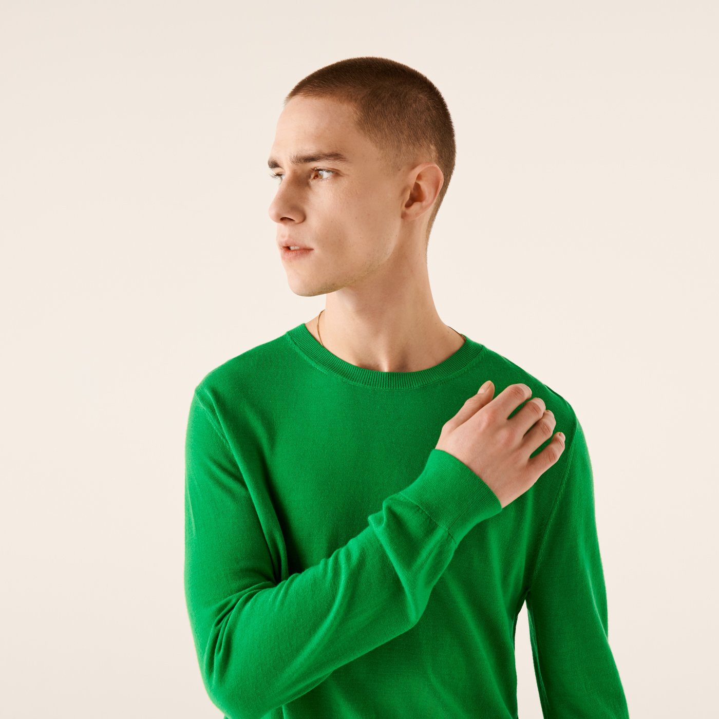 Pull à col rond en laine superfine - Summer Green