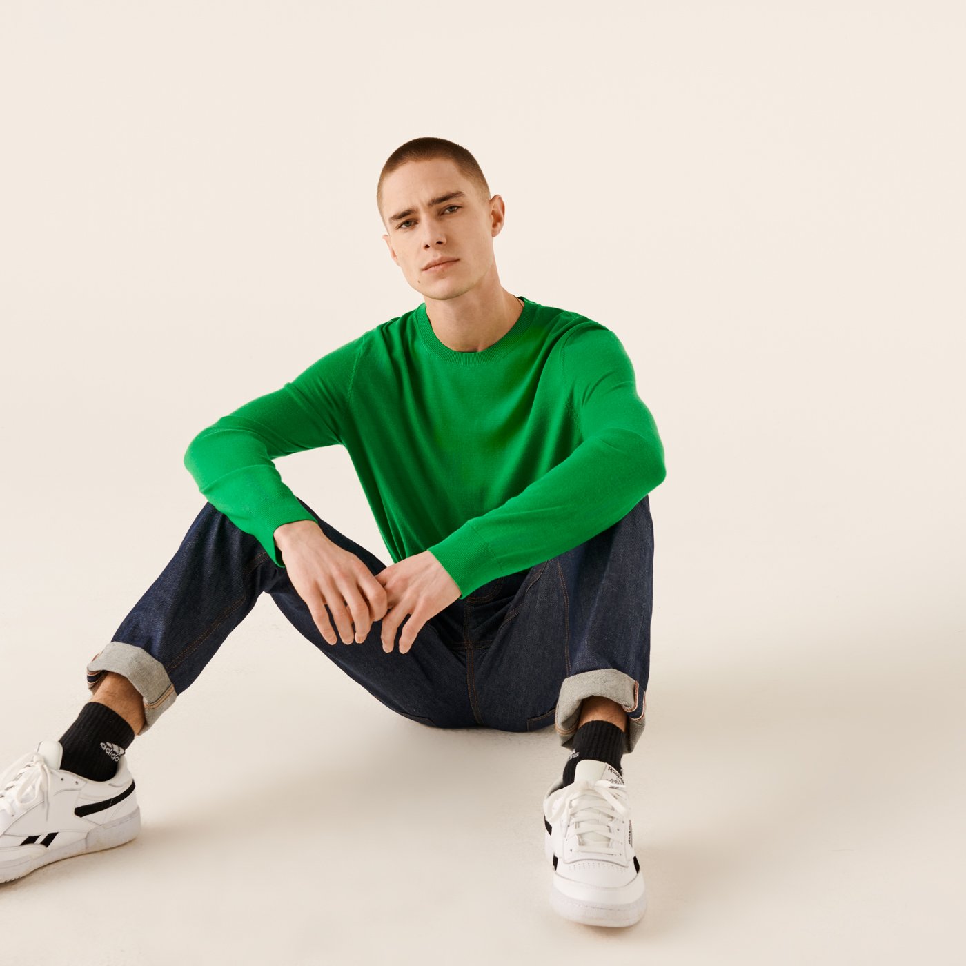 Pull à col rond en laine superfine - Summer Green