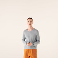 Pull à col V en laine superfine - Cloud Blue