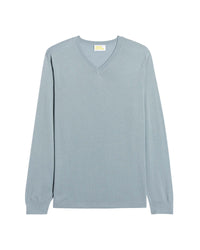 Pull à col V en laine superfine - Cloud Blue