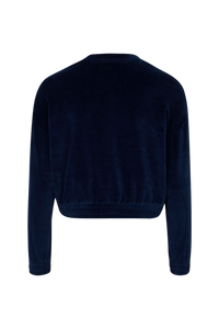 Sweat manches longues à inscription à strass - Bleu Canard