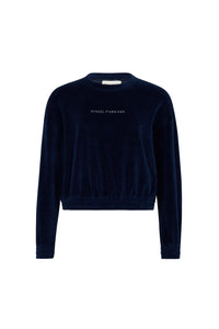 Sweat manches longues à inscription à strass - Bleu Canard