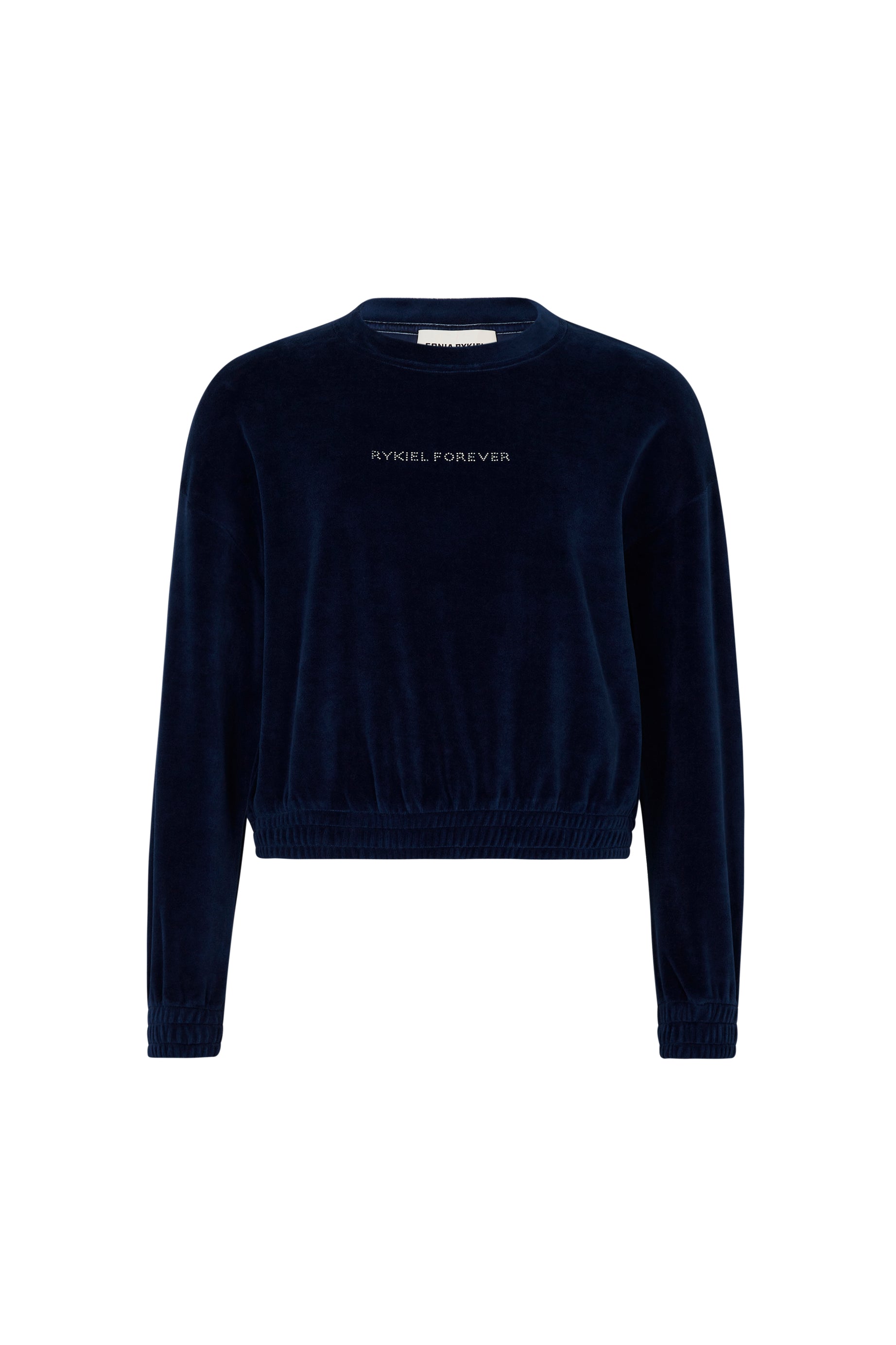 Sweat manches longues à inscription à strass - Bleu Canard