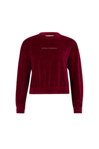Sweat manches longues à inscription à strass - Framboise