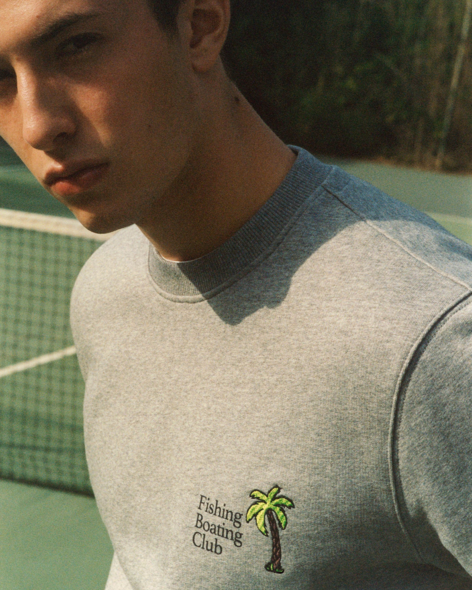Sweat Fishing Boating Club brodé - Light Heather Gray
