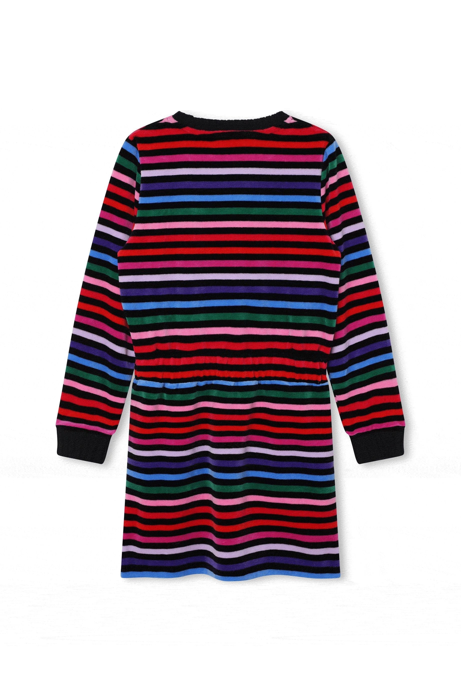 Robe effet peau de pêche rayée - Multicolor