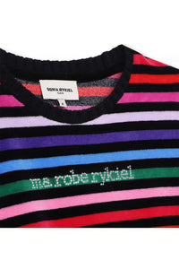 Robe effet peau de pêche rayée - Multicolor