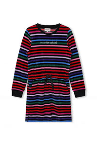 Robe effet peau de pêche rayée - Multicolor