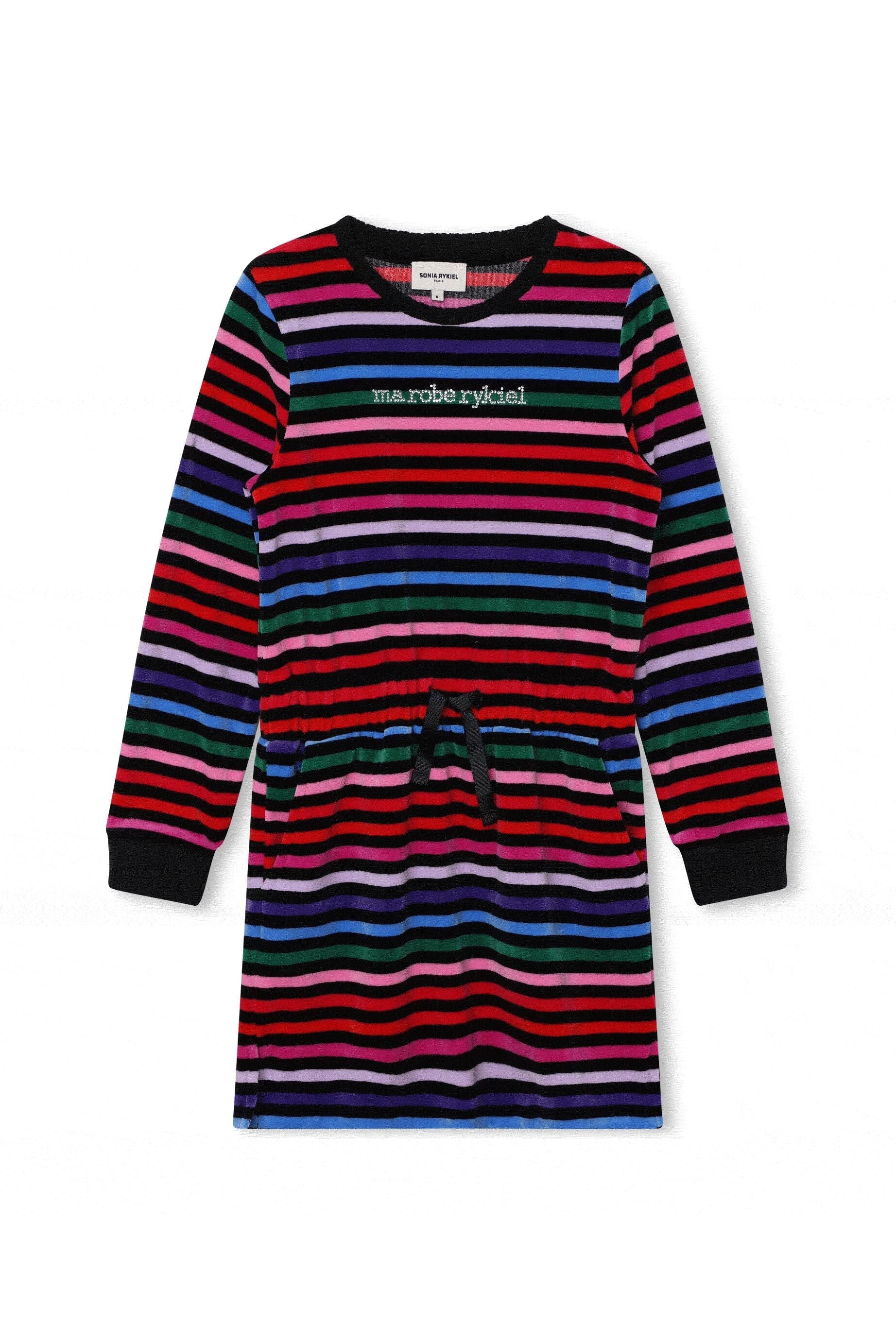 Robe effet peau de pêche rayée - Multicolor