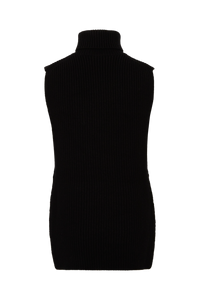 Pull cape sans manches en laine - Noir