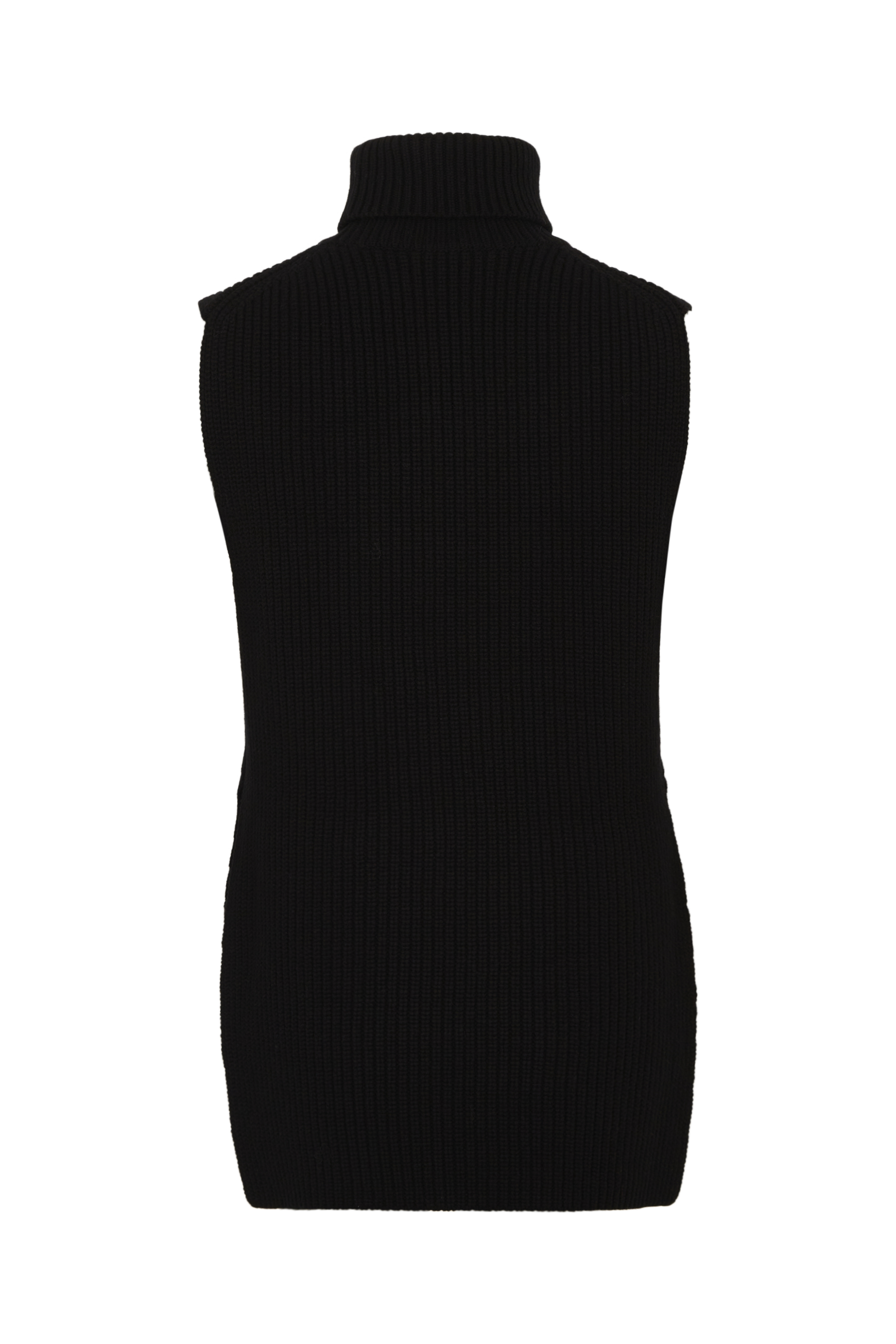 Pull cape sans manches en laine - Noir