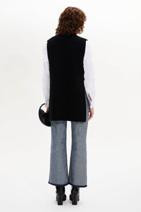 Pull cape sans manches en laine - Noir