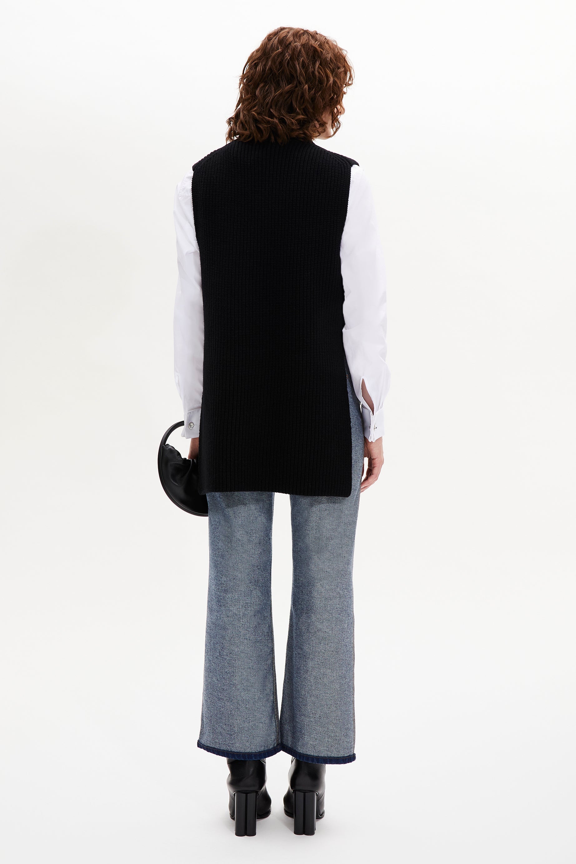 Pull cape sans manches en laine - Noir