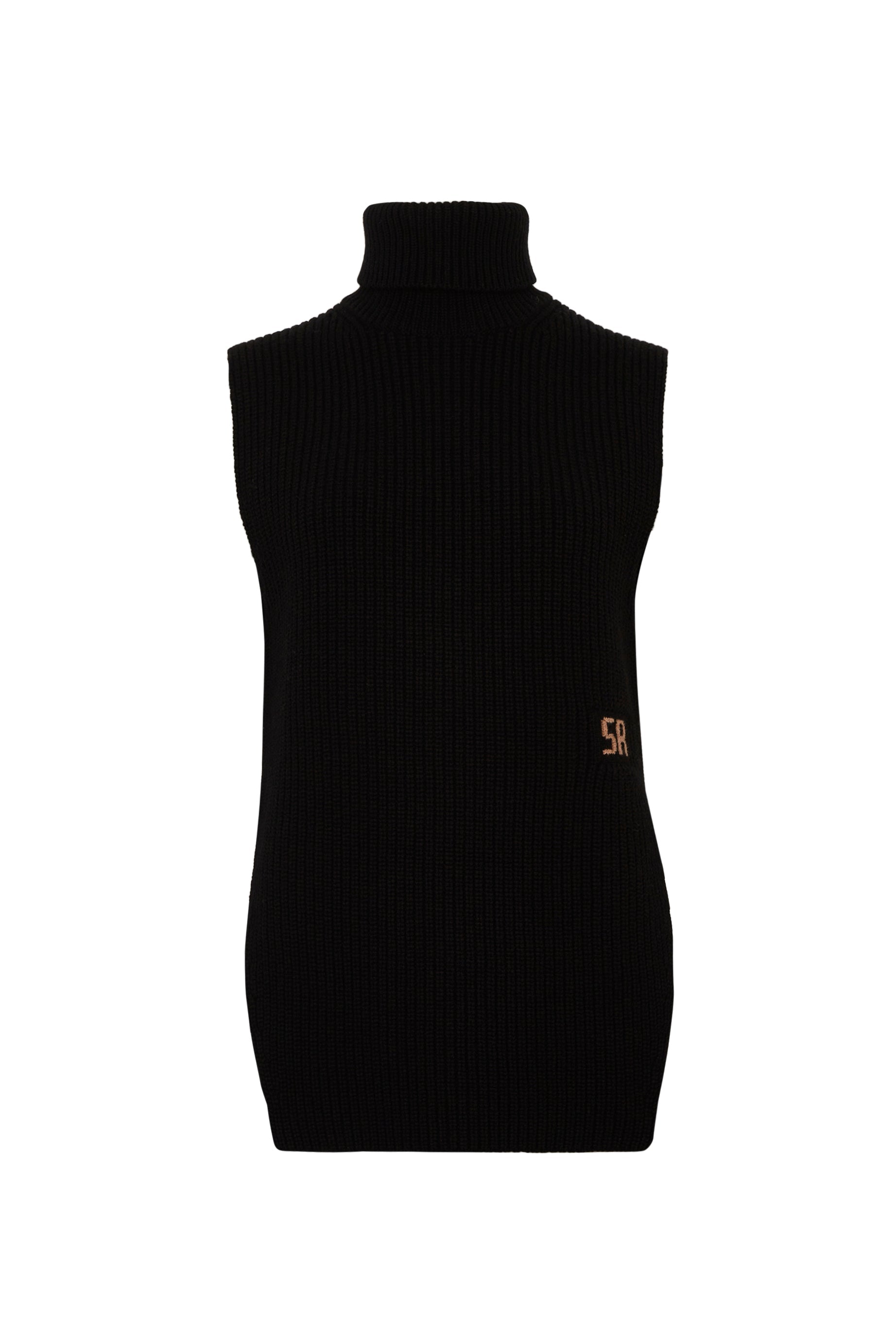 Pull cape sans manches en laine - Noir