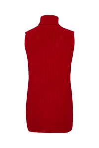 Pull cape sans manches en laine - Rouge