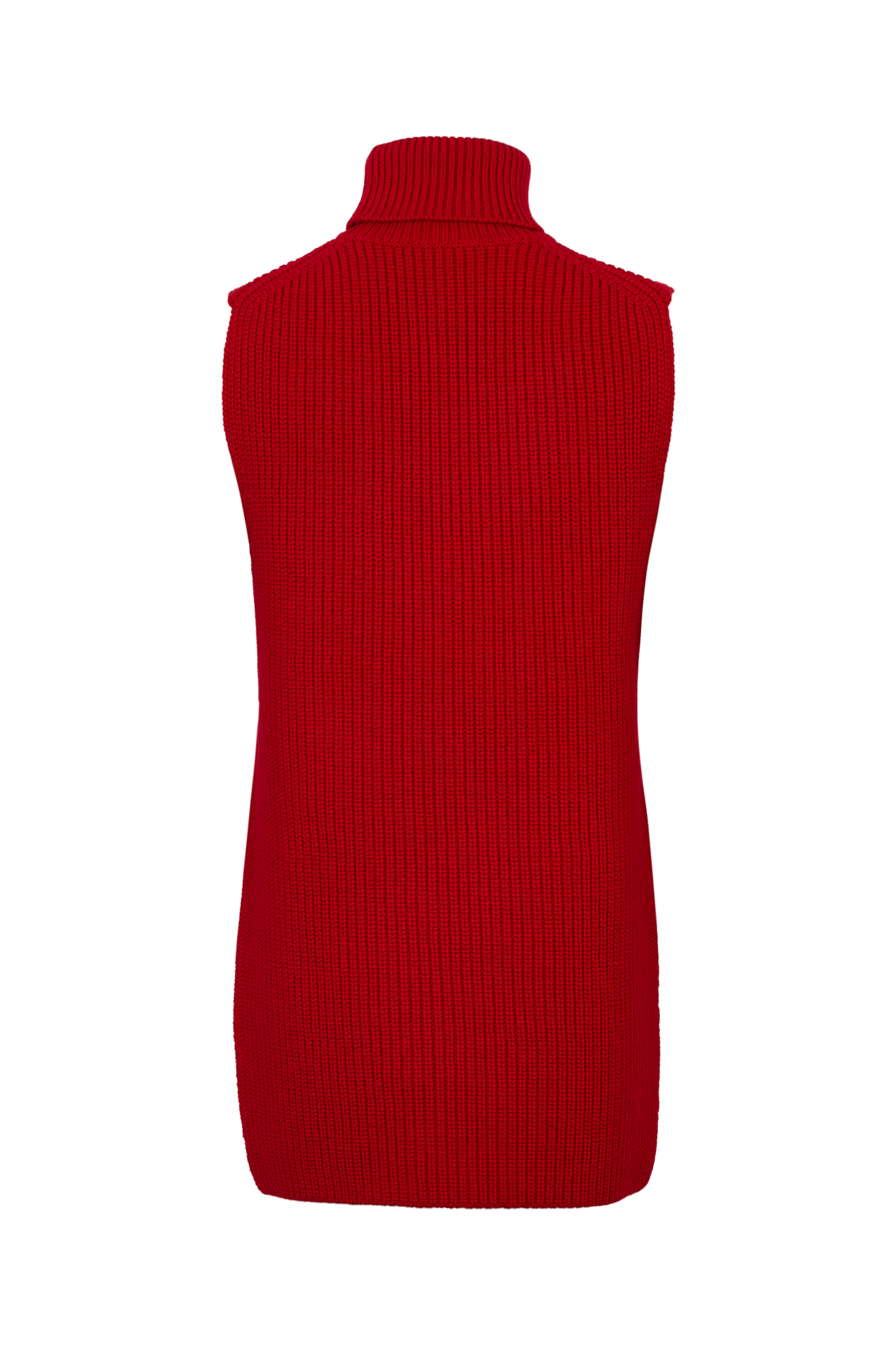 Pull cape sans manches en laine - Rouge