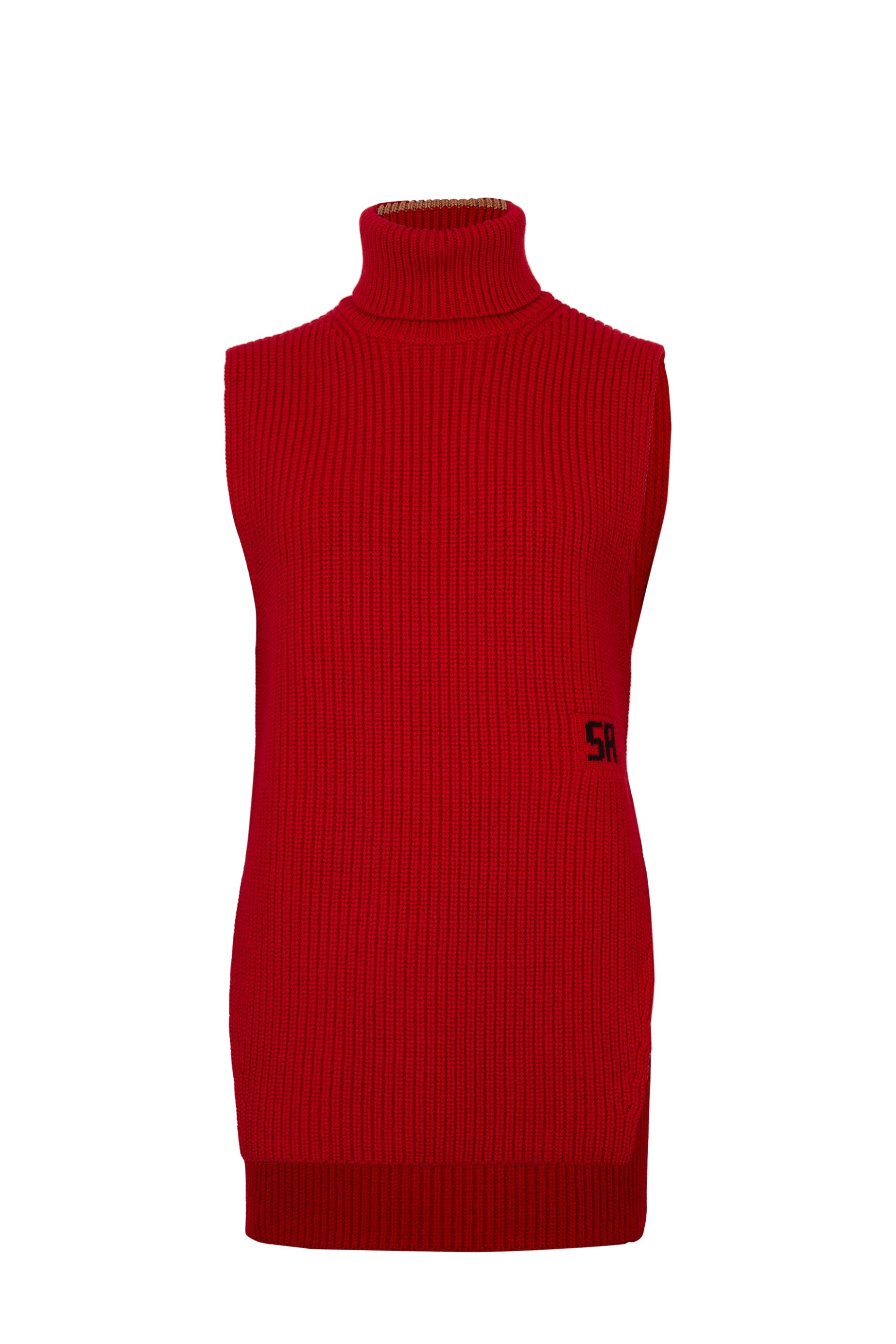 Pull cape sans manches en laine - Rouge
