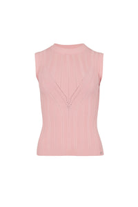 Pull sans manches ajouré - Rose