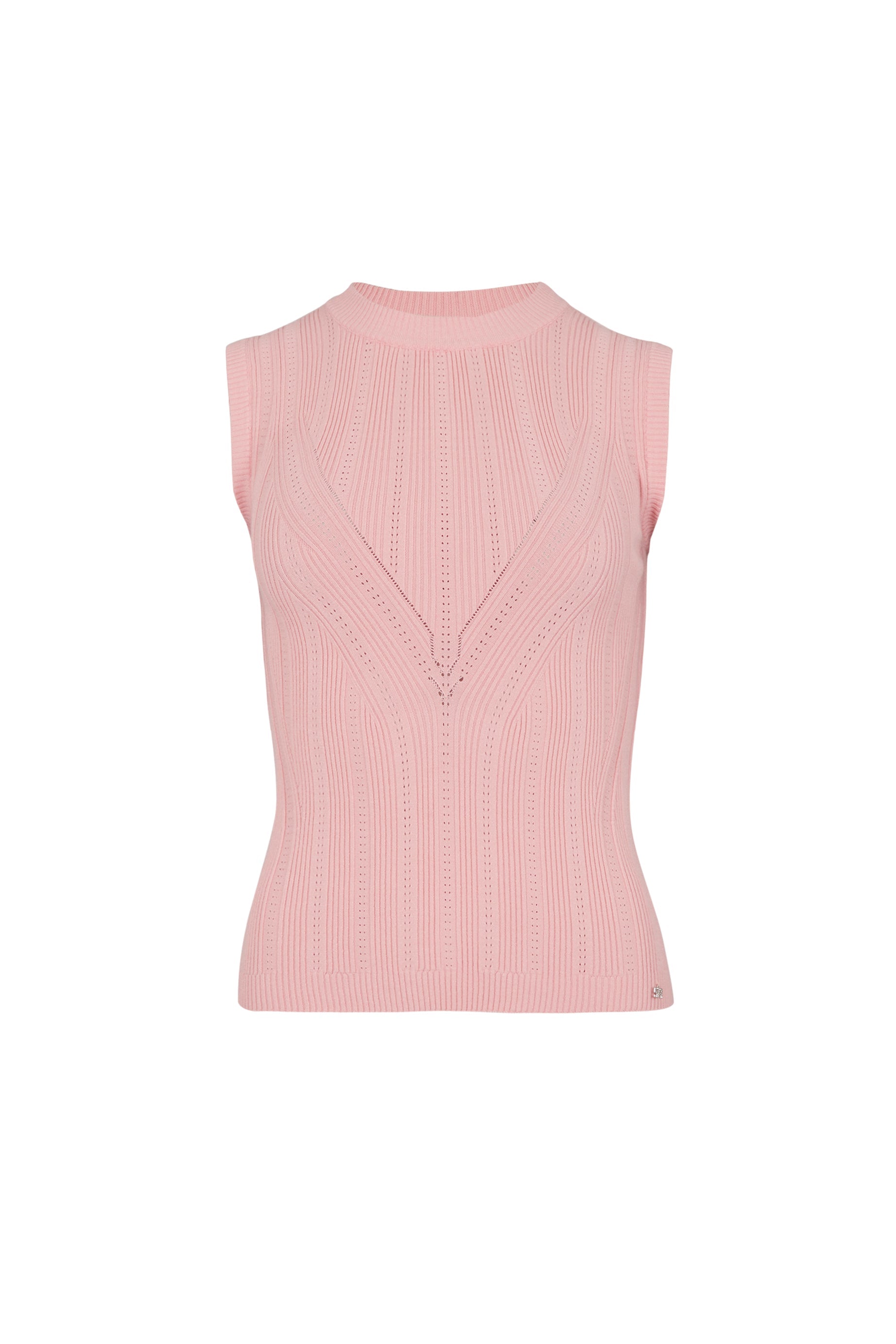 Pull sans manches ajouré - Rose