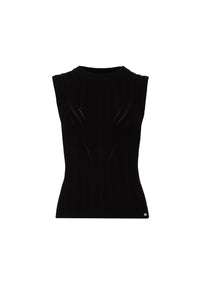 Pull sans manches ajouré - Noir