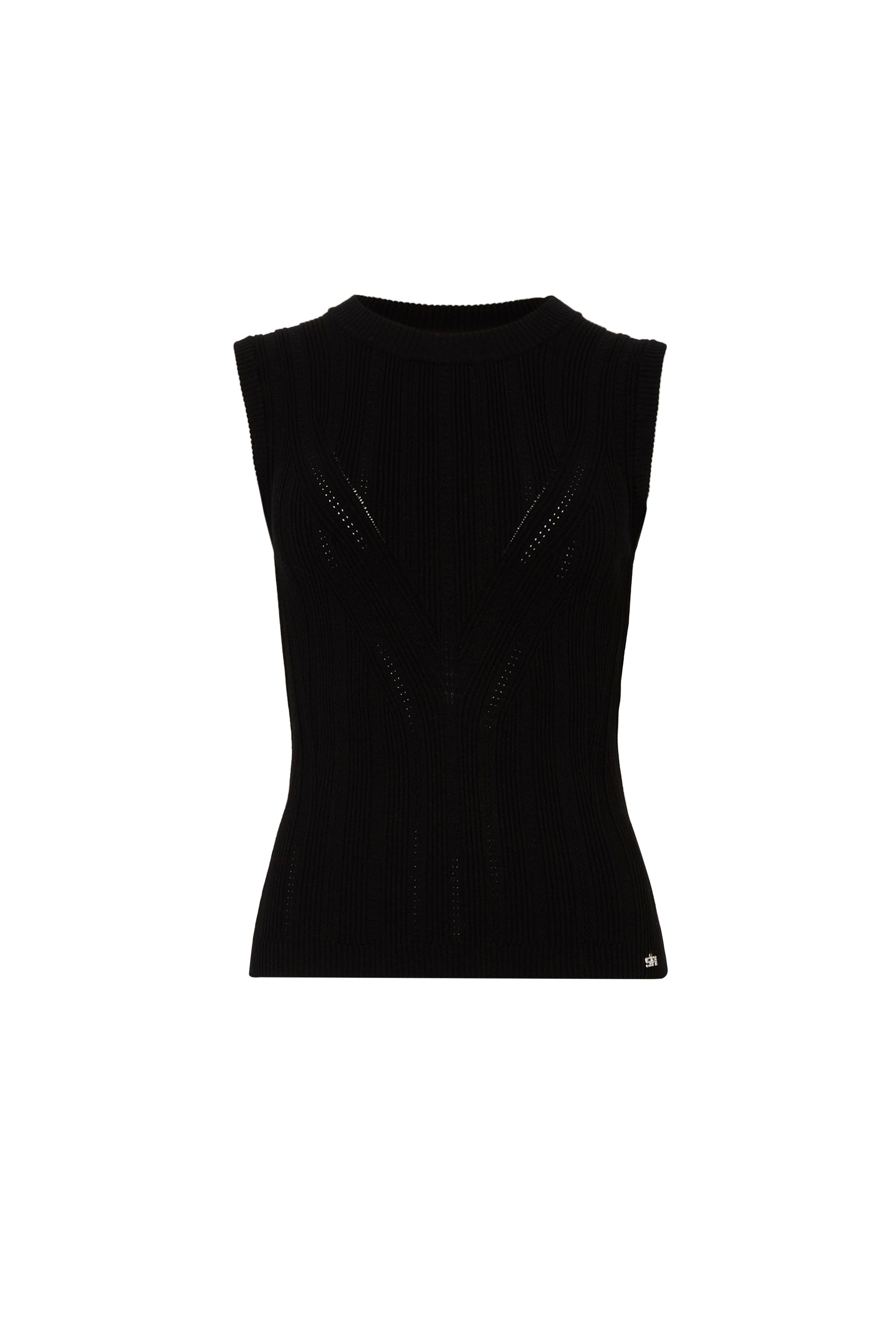Pull sans manches ajouré - Noir