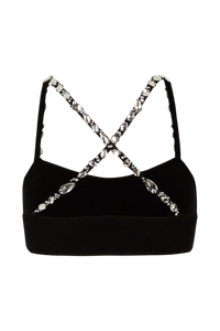 Top brassière à fines bretelles en laine - Noir