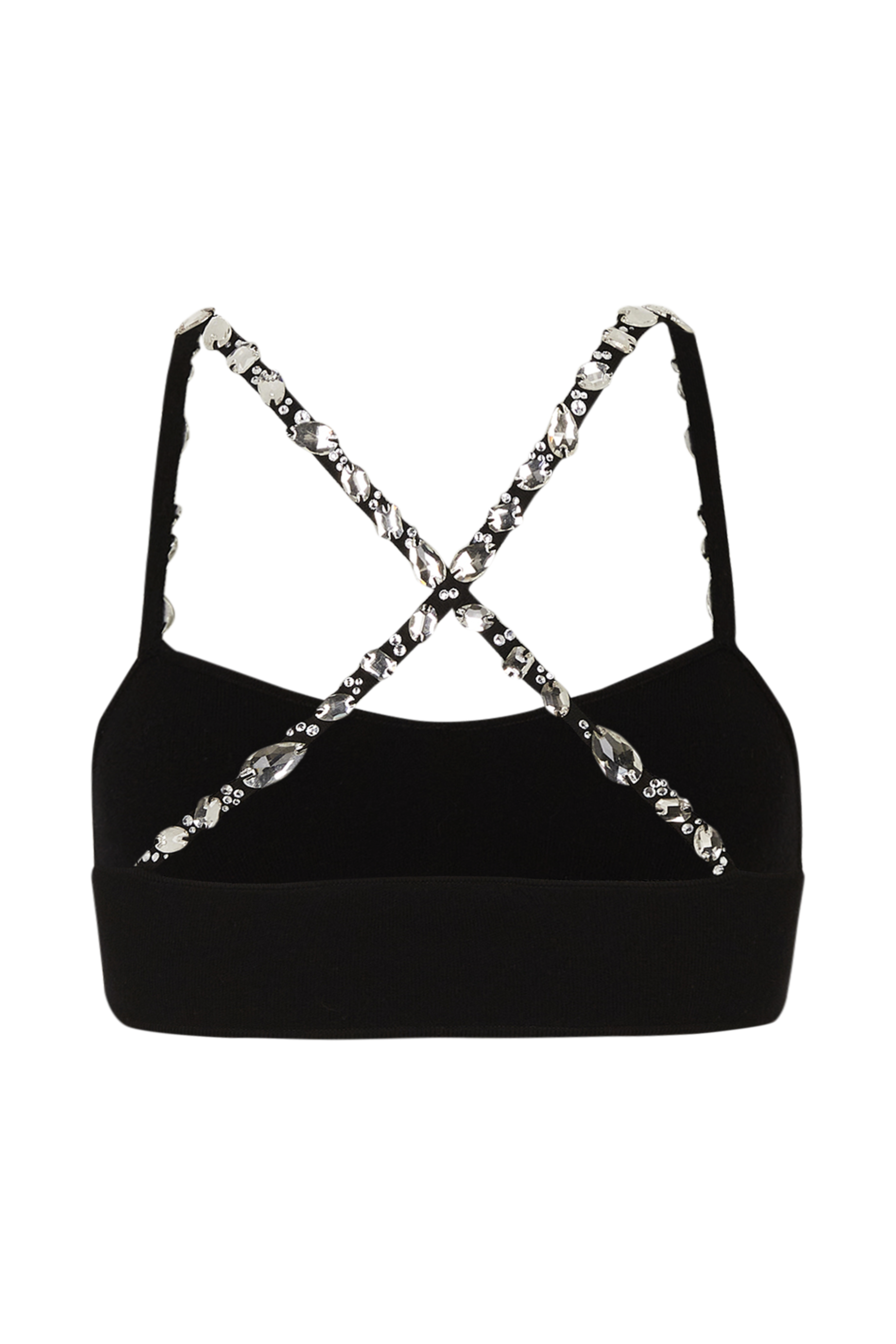 Top brassière à fines bretelles en laine - Noir